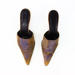 Donald J Pliner - metallic blue/grey leather Sz7